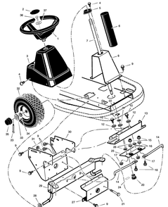 Steering Diagram and Parts List for 309029X92B  Briggs and Stratton Lawn Tractor